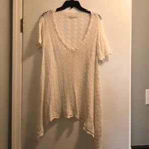 Slouchy White Short Sleeve Sweater Size Small
